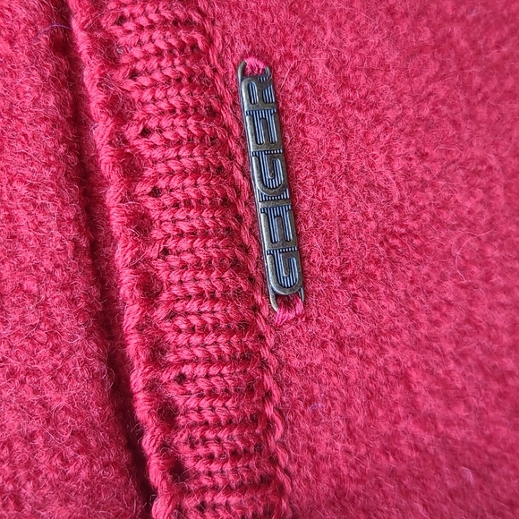 Vintage Geiger Tyrol S. red 100% wool button front sweater. EUC. Made in Austria - Picture 3 of 14